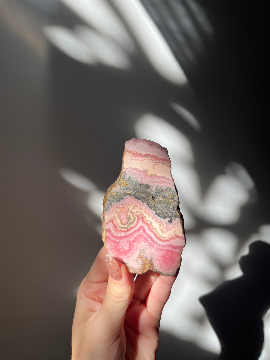 Rhodochrosite with Pyrite Slab