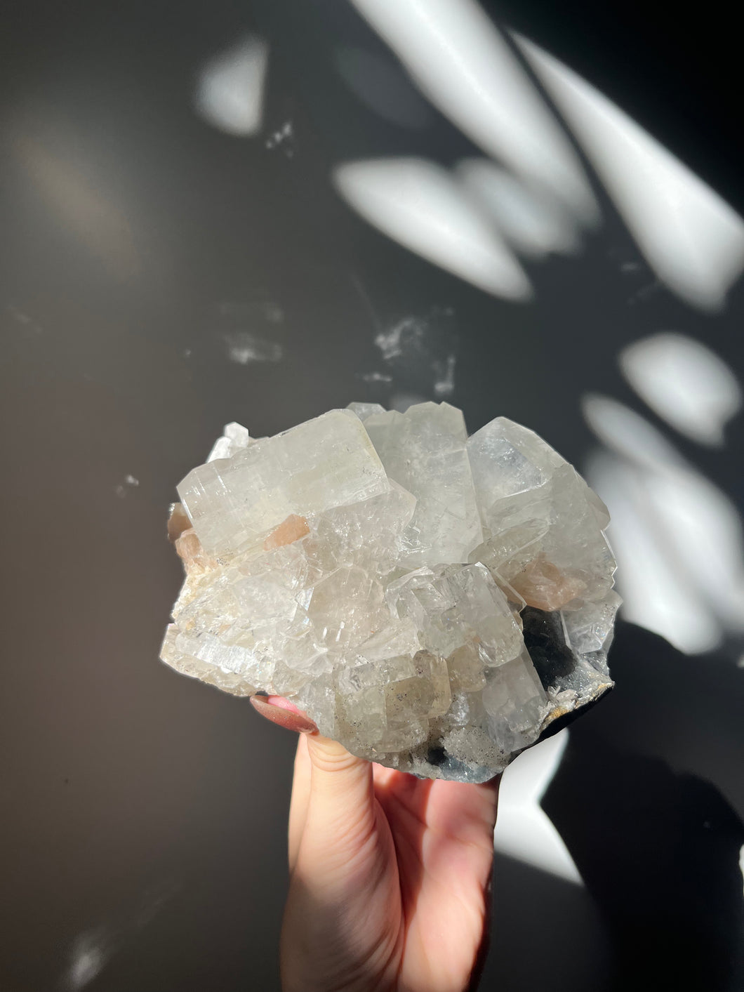 Apophyllite with Black Chalcedony & Stilbite